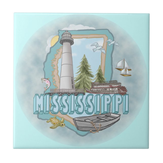 Azulejo Un faro de Mississippi (Frente)