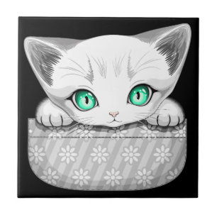 Azulejo Un gato lindo y juguetón al máximo desde un bolsil