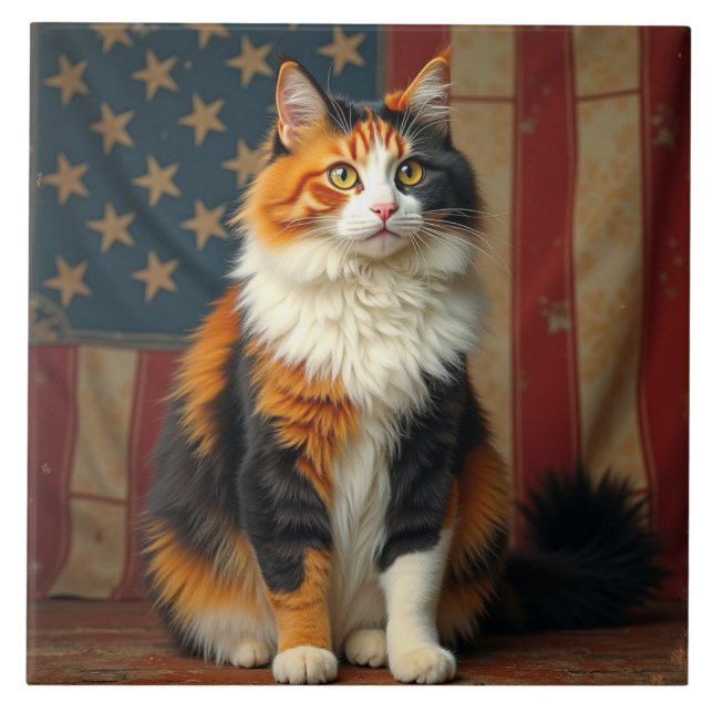 Azulejo Un gato patriótico (Frente)