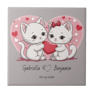 Azulejo Un gato Personalizado adorado le encanta el día de