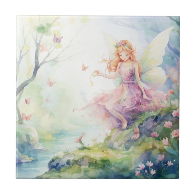 Azulejo Un hada de primavera hermosa (Frente)