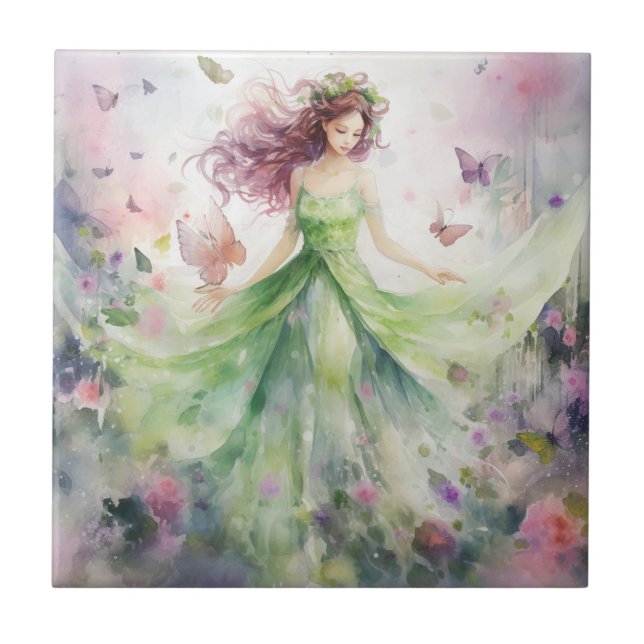 Azulejo Un hermoso hada de primavera (Frente)