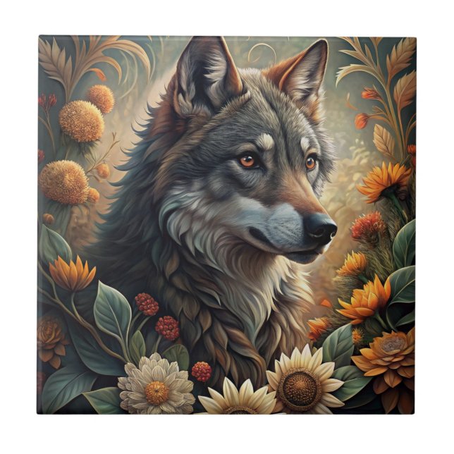 Azulejo Un hermoso lobo forestal (Frente)