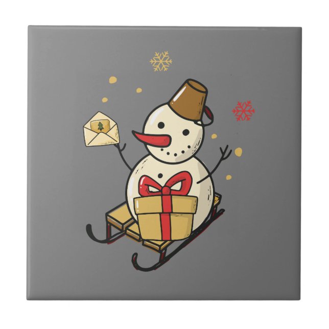 Azulejo Un Hombre De Nieve Aburrido En Una Llanta (Frente)