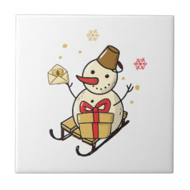 Azulejo Un Hombre De Nieve Aburrido En Una Llanta