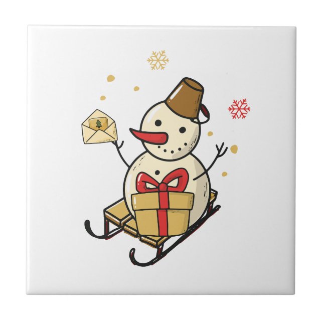 Azulejo Un Hombre De Nieve Aburrido En Una Llanta (Frente)