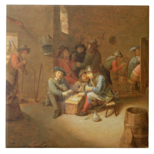 Azulejo Un interior del Guardroom con los naipes de los