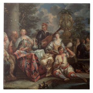 Azulejo Un interludio musical en un patio (pares con