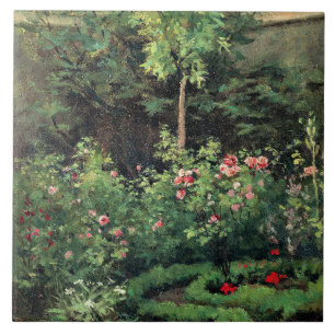 Azulejo Un jardín de rosas de Camille Pissarro,