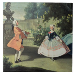 Azulejo Un jardín ornamental con una chica joven que baila