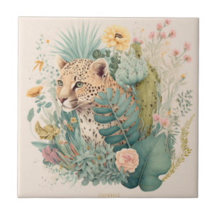 Azulejo Un leopardo detrás del personalizado de los arbust