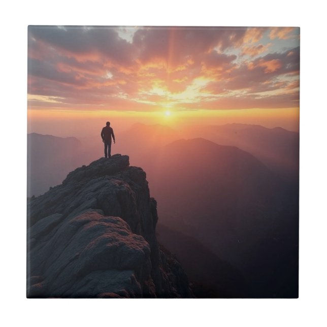 Azulejo Un majestuoso amanecer visto desde la cima de la m (Frente)
