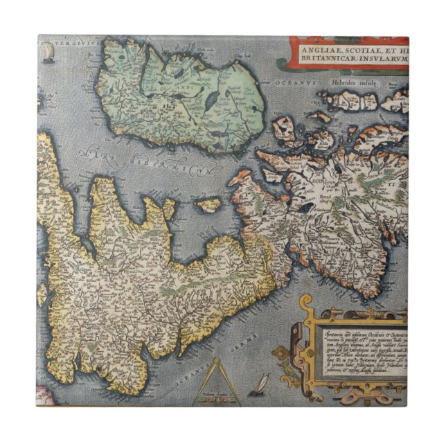 Azulejo Un mapa de Gran Bretaña el | 1587 (Frente)
