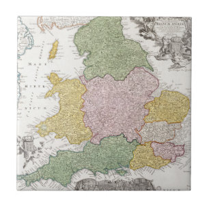 Azulejo Un mapa de Inglaterra el   1760