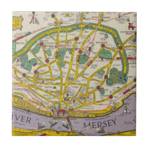 Azulejo Un mapa de Merseyside, Liverpool