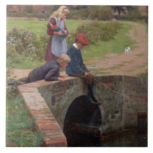 Azulejo Un mordisco, 1914 (aceite en el panel) (Frente)