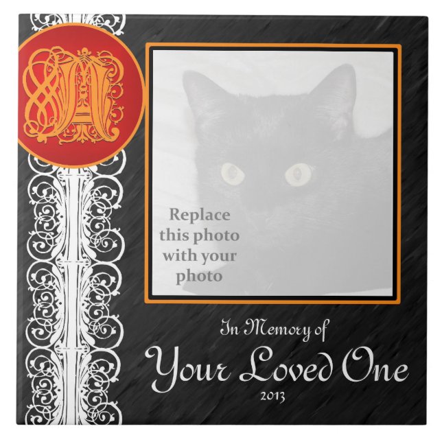 Azulejo Un mosaico de un monograma "en memoria de tu ser q (Frente)