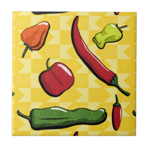 Azulejo Un mundo de pimientos de chile