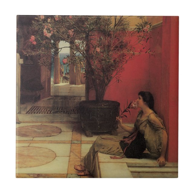 Azulejo Un óletro de Alma Tadema, flores de época (Frente)