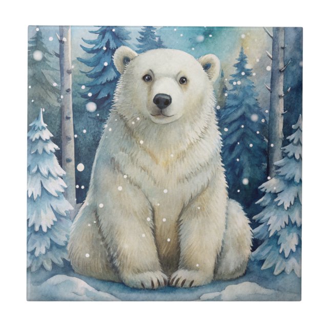 Azulejo Un oso polar en invierno (Frente)