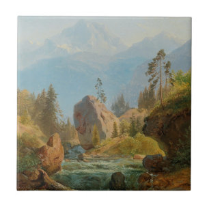 Azulejo Un paisaje de montaña con Creek - Albert Zimmerman