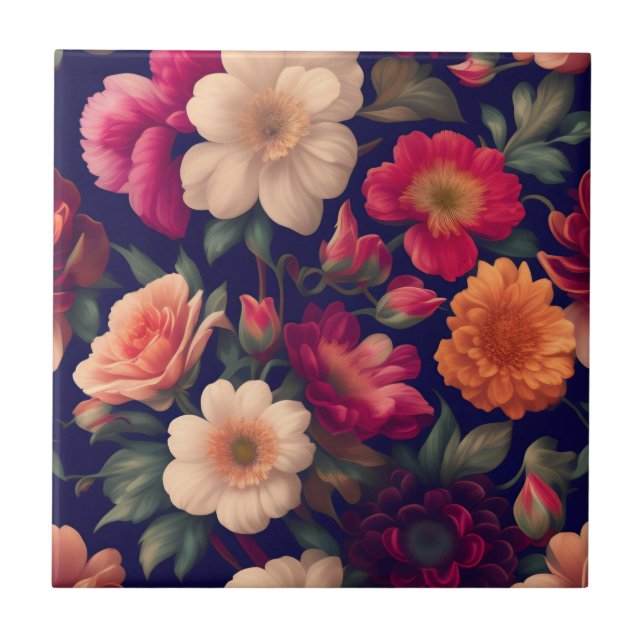 Azulejo Un papel pintado con un patrón floral  (Frente)