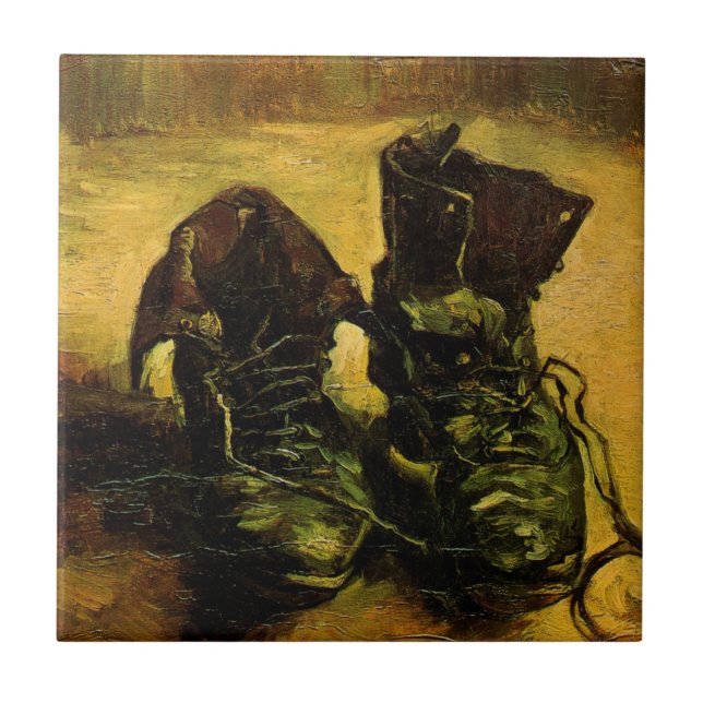 Azulejo Un par de zapatos por Vincent van Gogh (Frente)