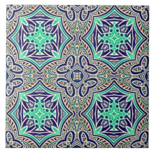 Azulejo Un patrón clásico multicolor vintage único de cera