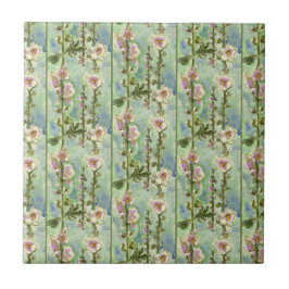 Azulejo Un patrón de flores de malvavisco acuáticas