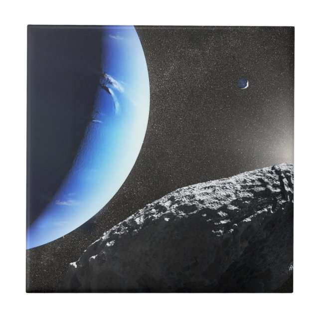 Azulejo Un Pequeño Hippocamp De La Luna De Neptuno. (Frente)