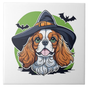 Azulejo Un perro que lleva un sombrero de brujas con murci