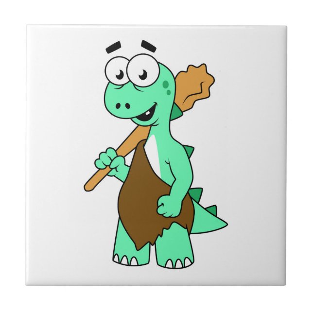 Azulejo Un Personalizado Tyrannosaurus Rex Caveman. (Frente)