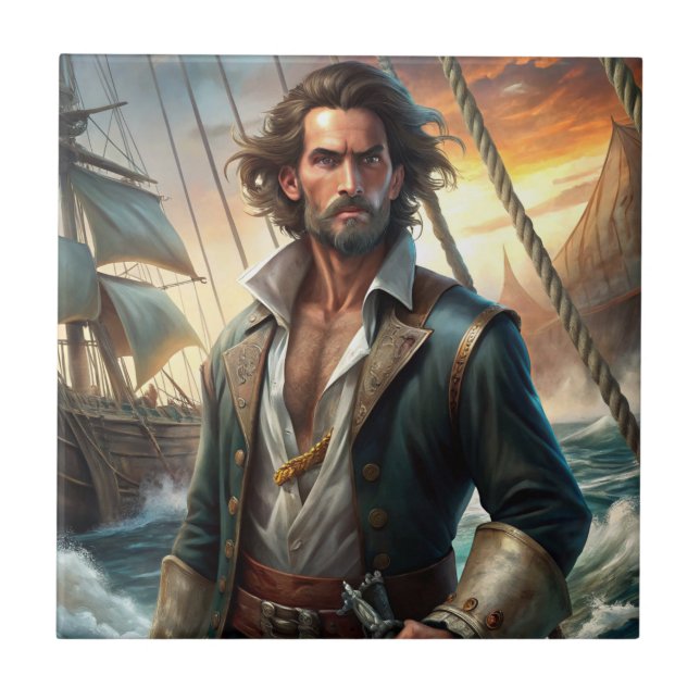 Azulejo Un pirata desde un barco (Frente)