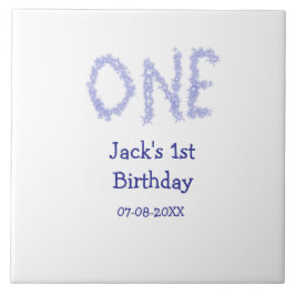 Azulejo Un purpurina azul niño moderno de primer cumpleaño