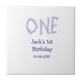 Azulejo Un purpurina azul niño moderno de primer cumpleaño