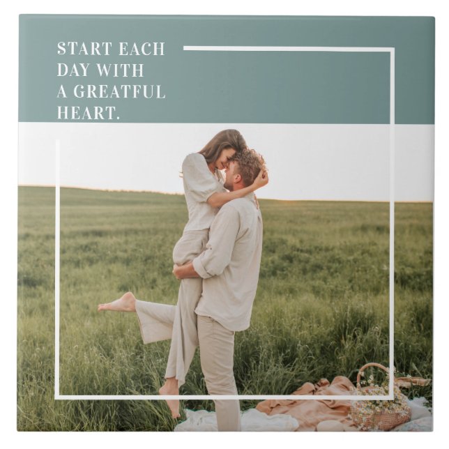 Azulejo Un regalo encantador para la familia verde fotográ (Frente)