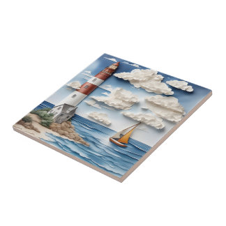 Azulejo Un sueño de papel costero 3
