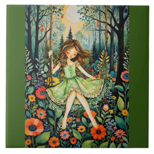 Azulejo Un Swing En La Naturaleza Persigue A Los Blues