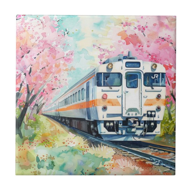 Azulejo Un tren en primavera (Frente)