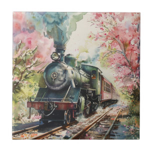 Azulejo Un tren en primavera