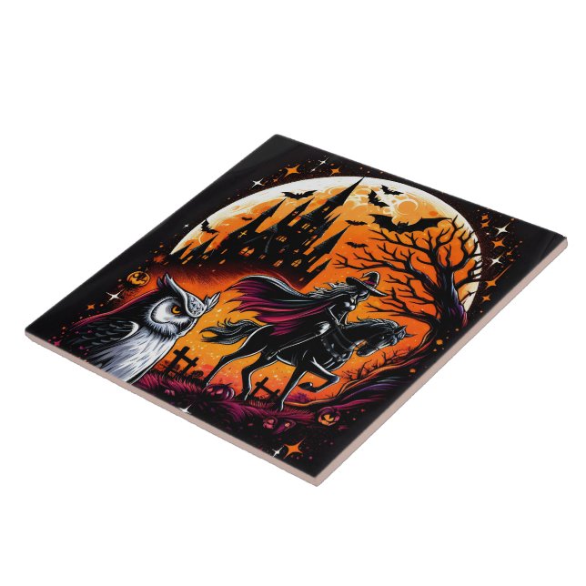 Azulejo Un viaje místico con un caballo de Halloween de no (Lado)
