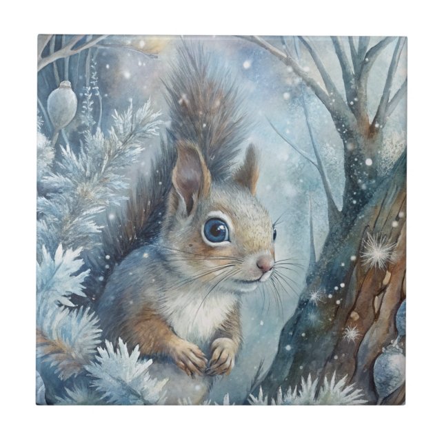 Azulejo Una ardilla en invierno (Frente)