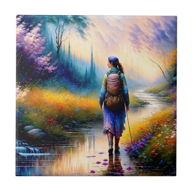 Azulejo Una caminata en la obra de arte de Woods (Frente)