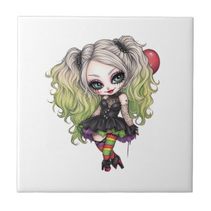 Azulejo Una colección de diseño de Halloween de una niña l