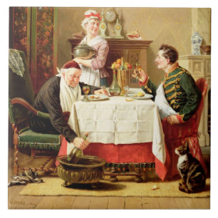 Azulejo Una comida satisfactoria, 1883 (aceite en lona)