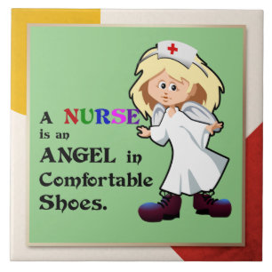 Azulejo Una enfermera es un ángel en zapatos cómodos