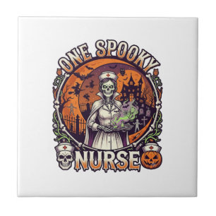 Azulejo Una enfermera espeluznante Halloween esqueleto poc