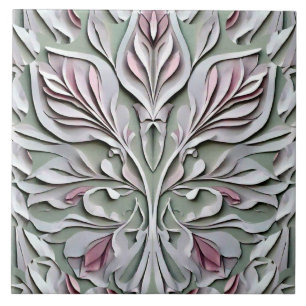 Azulejo Una estampación floral única en el arte gris y mod