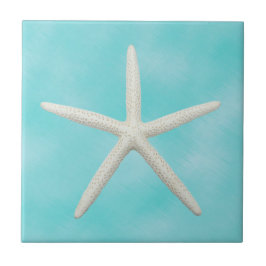Azulejo Una estrella de mar en Aqua Blue
