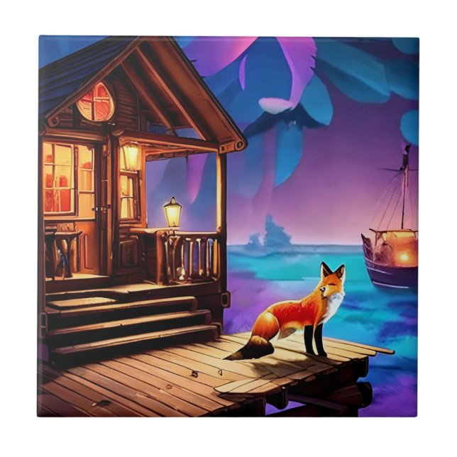 Azulejo Una Fox sentada frente a La Cabina-47567 (Frente)